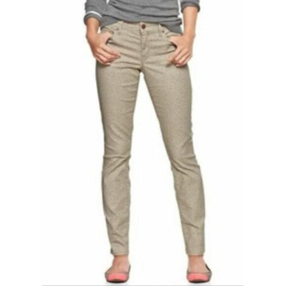 Gap Womens Size 29 Beige Animal Print Always Skinny Leopard  Jeans Stretch - Picture 1 of 11